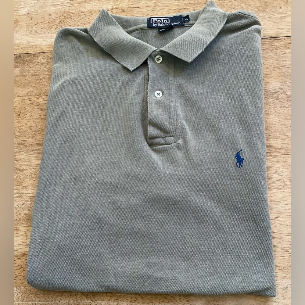 Polo by Ralph Lauren Men’s XL Khaki 100% Cotton Pique Knit‎ Short Sleeve Polo